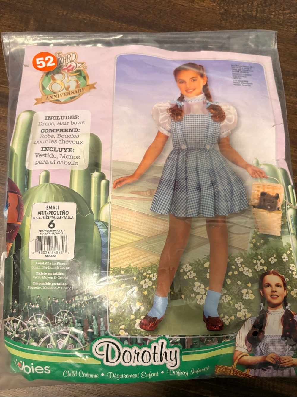 Girls' Costume - Blue Checked Dress with Hair Bows-Dorthy-Wizzard of Oz. Size 6